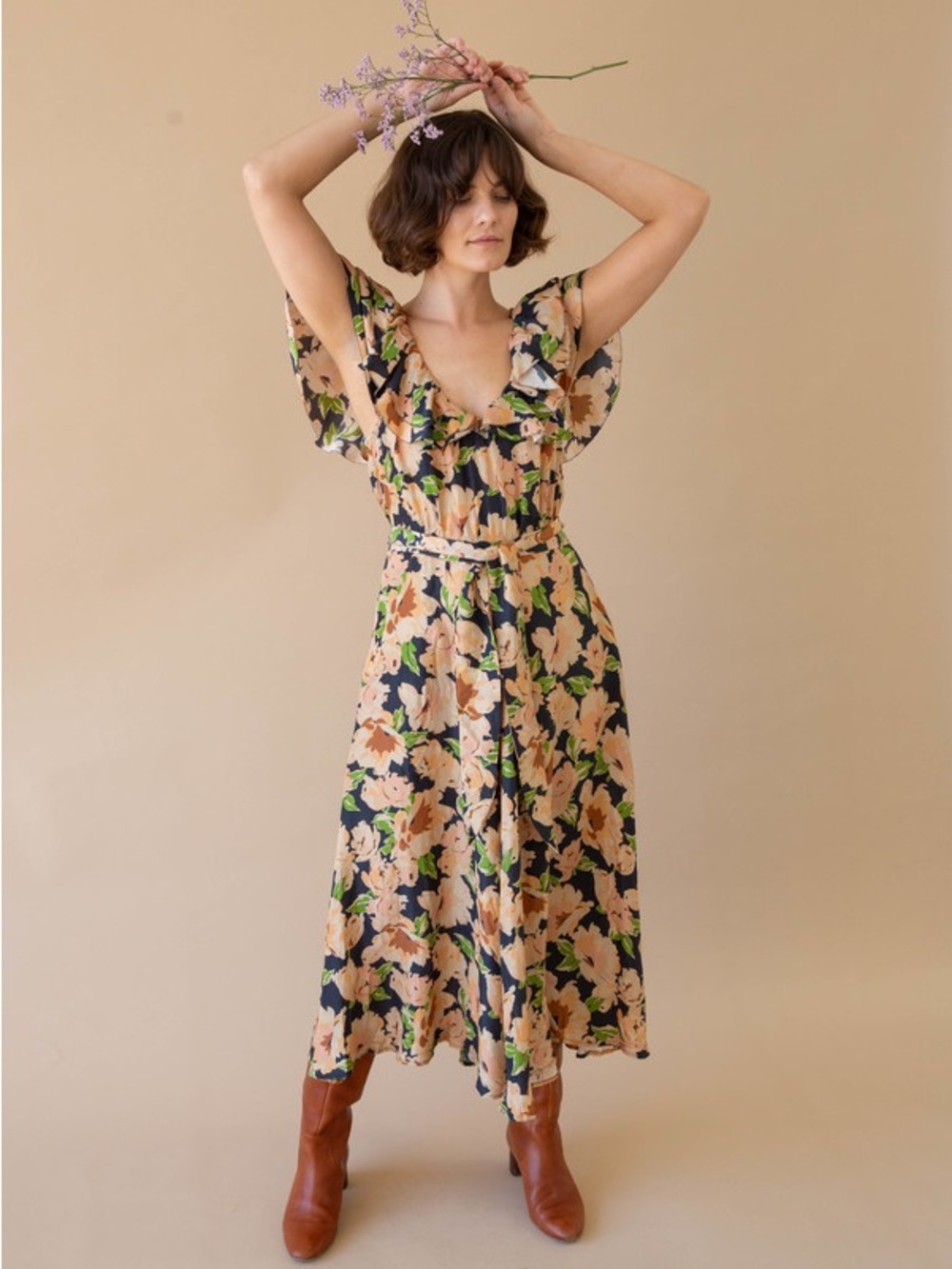 THE GREAT. The Parish Dress Floral Midi New Size Small